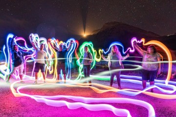 Light painting with tour guests
