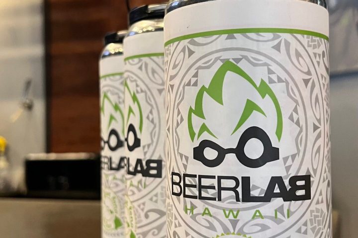 a can of beer from Beer Lab Honolulu on a table