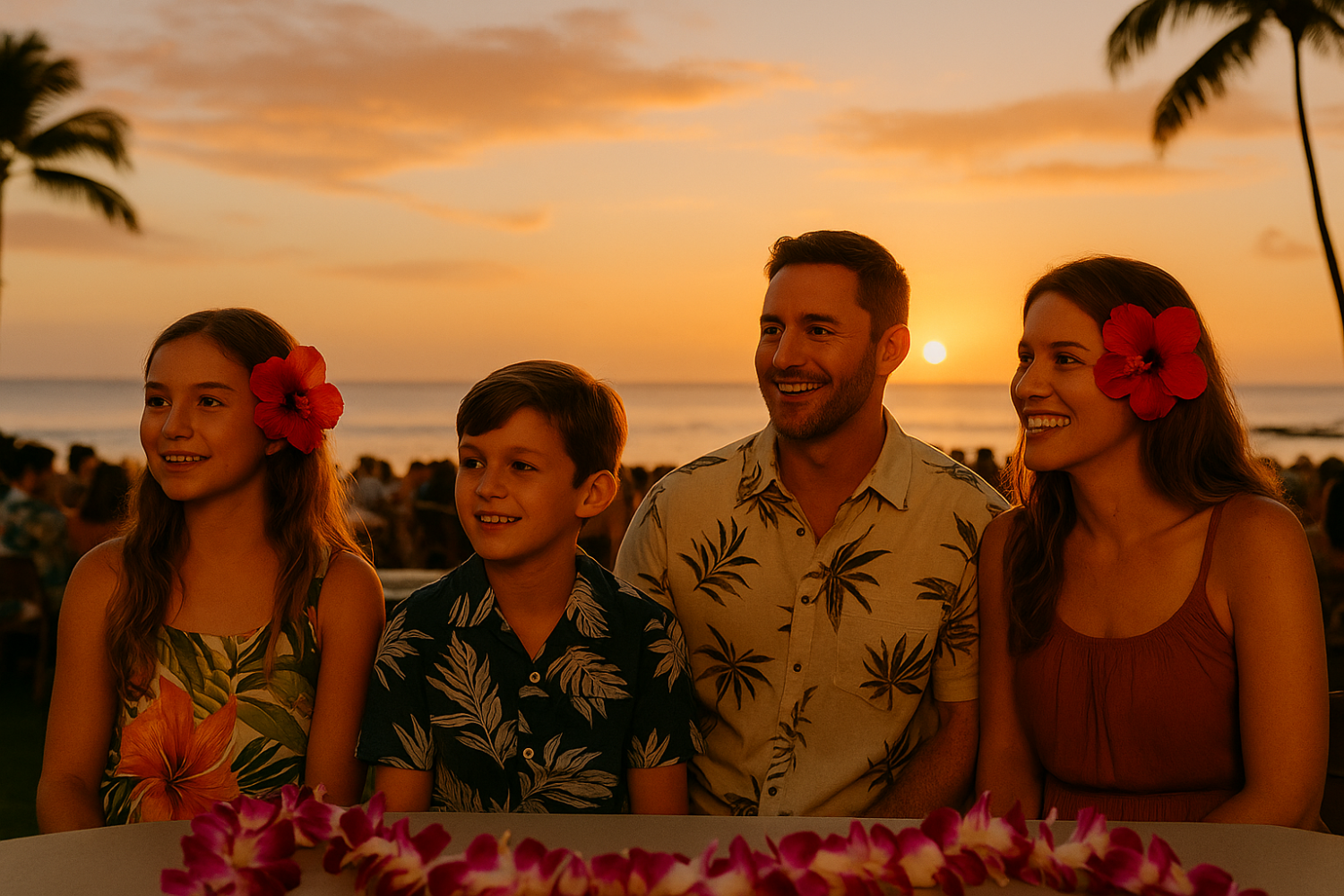 Family at Hawaii Luau